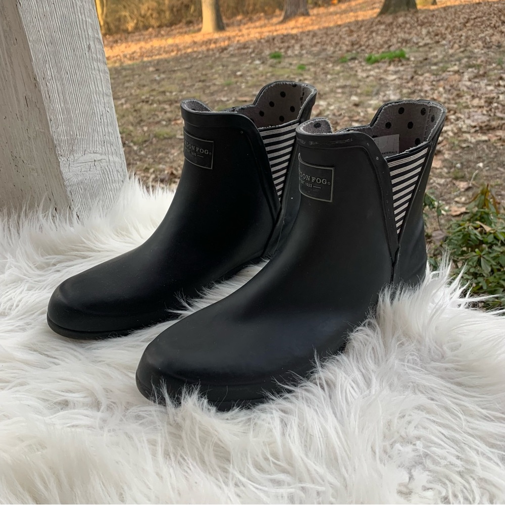 London Fog Black Short Rainboots